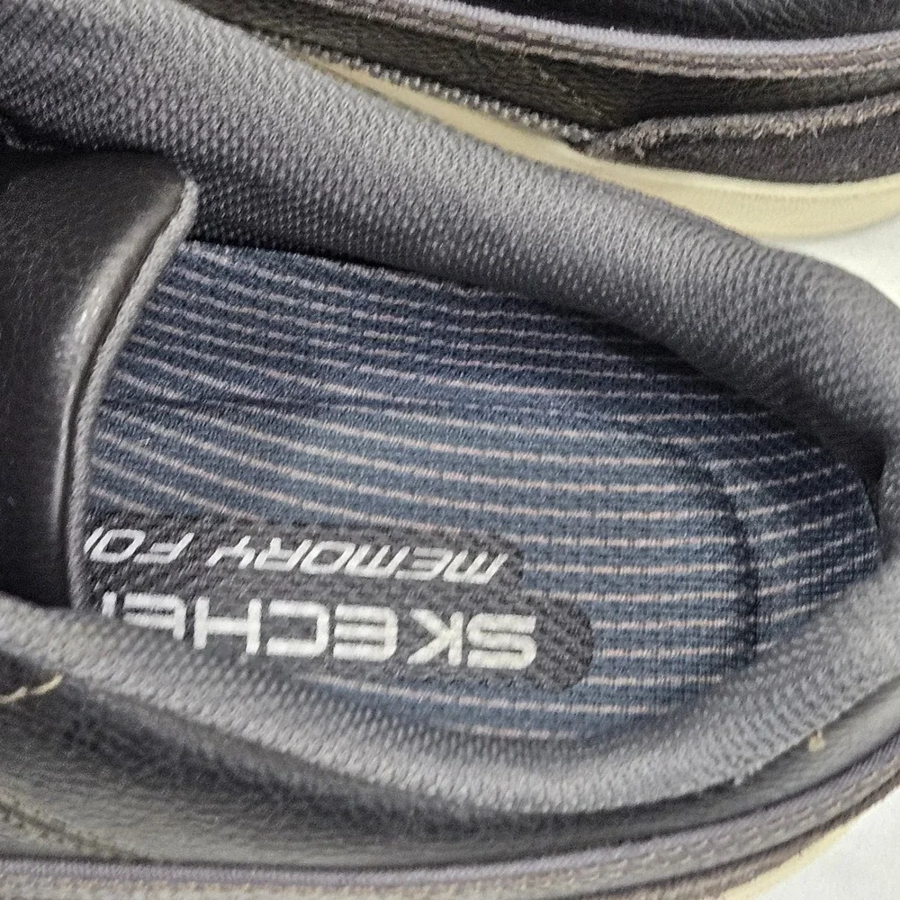 Skechers 62885 Sneaker Mens 11 Charcoal Leather Casual Walking Comfort Shoes